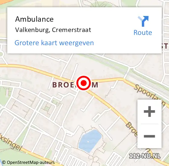 Locatie op kaart van de 112 melding: Ambulance Valkenburg, Cremerstraat op 21 november 2014 15:45