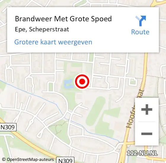 Locatie op kaart van de 112 melding: Brandweer Met Grote Spoed Naar Epe, Scheperstraat op 21 november 2014 15:47