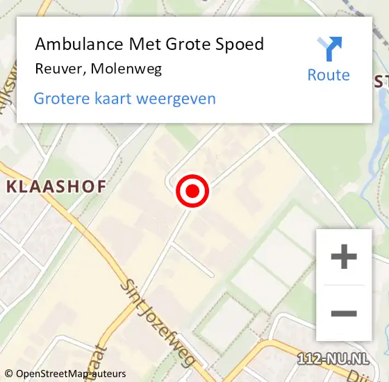 Locatie op kaart van de 112 melding: Ambulance Met Grote Spoed Naar Reuver, Molenweg op 21 november 2014 15:57