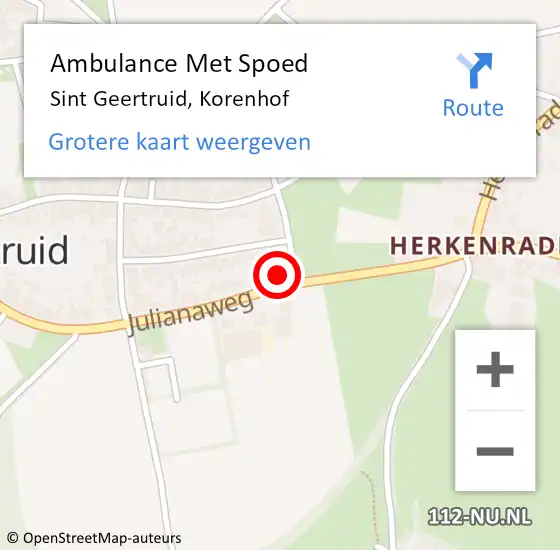 Locatie op kaart van de 112 melding: Ambulance Met Spoed Naar Sint Geertruid, Korenhof op 21 november 2014 15:59
