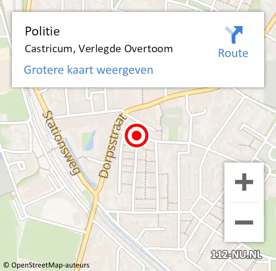 Locatie op kaart van de 112 melding: Politie Castricum, Verlegde Overtoom op 21 november 2014 18:04