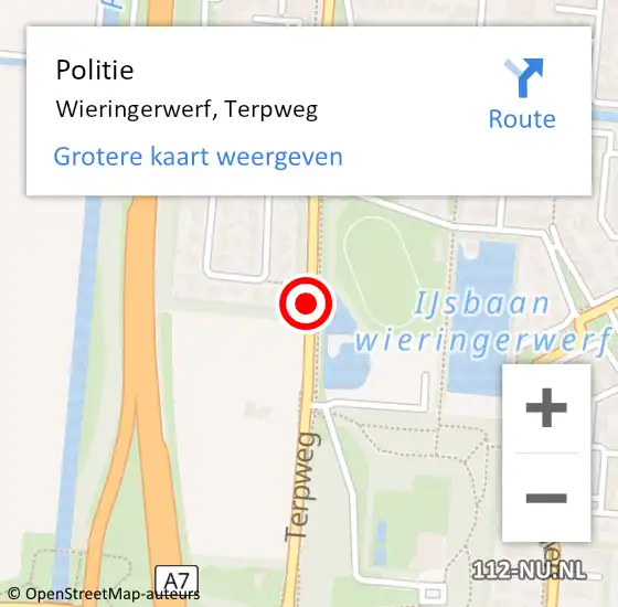 Locatie op kaart van de 112 melding: Politie Wieringerwerf, Terpweg op 21 november 2014 18:38