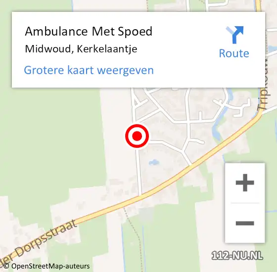 Locatie op kaart van de 112 melding: Ambulance Met Spoed Naar Midwoud, Kerkelaantje op 21 november 2014 19:03