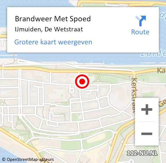 Locatie op kaart van de 112 melding: Brandweer Met Spoed Naar IJmuiden, De Wetstraat op 21 november 2014 19:12