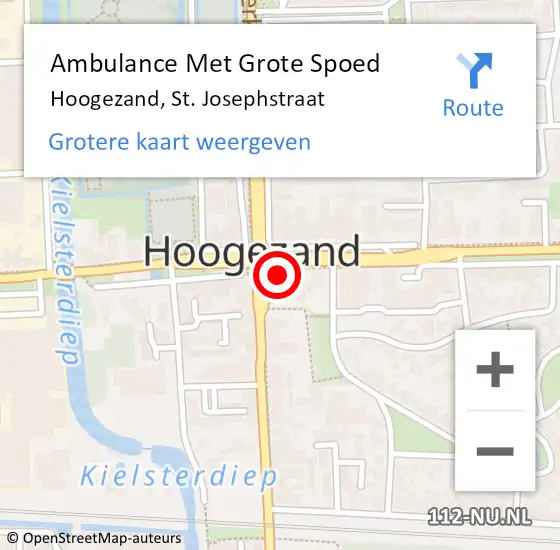 Locatie op kaart van de 112 melding: Ambulance Met Grote Spoed Naar Hoogezand, St. Josephstraat op 21 november 2014 19:38