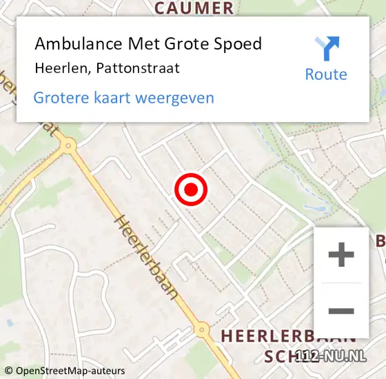 Locatie op kaart van de 112 melding: Ambulance Met Grote Spoed Naar Heerlen, Pattonstraat op 21 oktober 2013 20:39