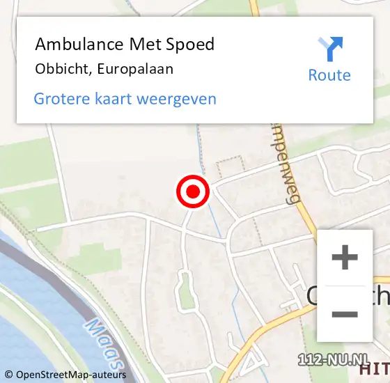 Locatie op kaart van de 112 melding: Ambulance Met Spoed Naar Obbicht, Europalaan op 10 september 2013 10:59
