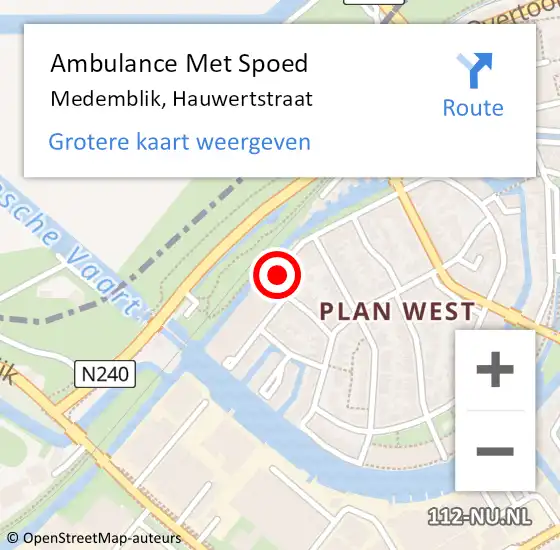 Locatie op kaart van de 112 melding: Ambulance Met Spoed Naar Medemblik, Hauwertstraat op 21 november 2014 21:05