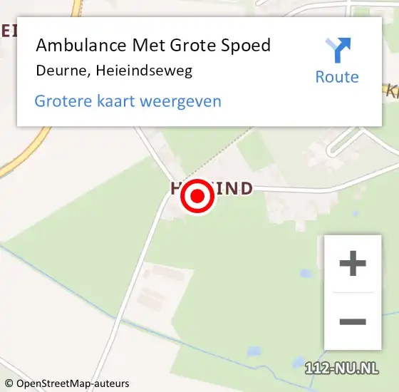 Locatie op kaart van de 112 melding: Ambulance Met Grote Spoed Naar Deurne, Heieindseweg op 21 november 2014 22:48