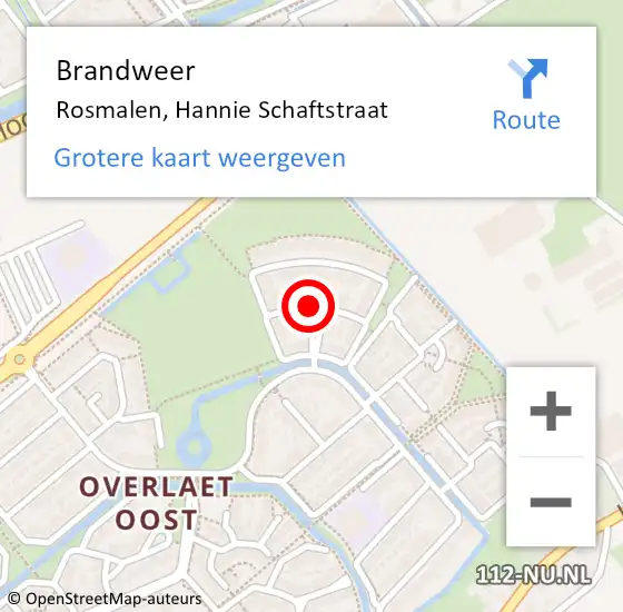 Locatie op kaart van de 112 melding: Brandweer Rosmalen, Hannie Schaftstraat op 22 november 2014 00:52