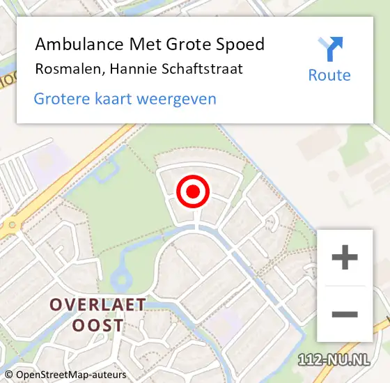Locatie op kaart van de 112 melding: Ambulance Met Grote Spoed Naar Rosmalen, Hannie Schaftstraat op 22 november 2014 00:53