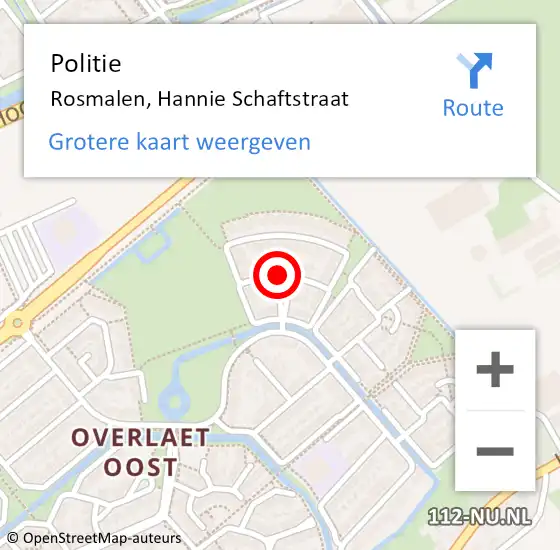 Locatie op kaart van de 112 melding: Politie Rosmalen, Hannie Schaftstraat op 22 november 2014 00:55