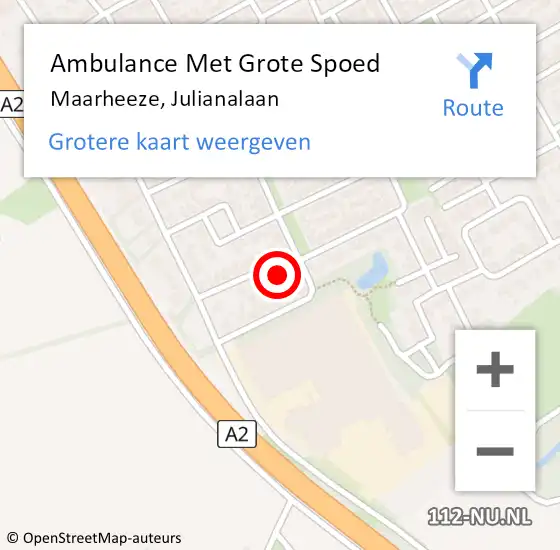 Locatie op kaart van de 112 melding: Ambulance Met Grote Spoed Naar Maarheeze, Julianalaan op 22 november 2014 02:19