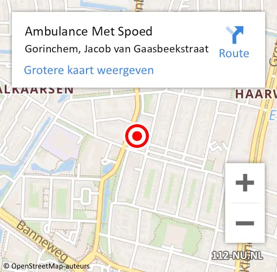 Locatie op kaart van de 112 melding: Ambulance Met Spoed Naar Gorinchem, Jacob van Gaasbeekstraat op 22 november 2014 02:22