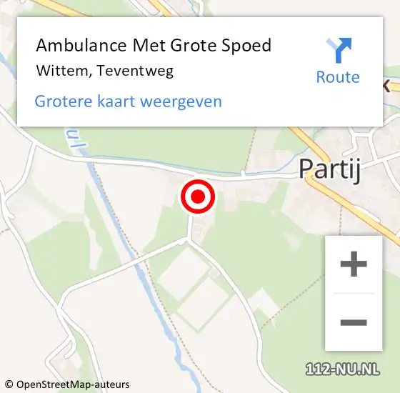 Locatie op kaart van de 112 melding: Ambulance Met Grote Spoed Naar Wittem, Teventweg op 22 november 2014 02:34