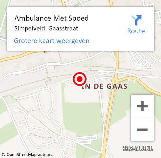 Locatie op kaart van de 112 melding: Ambulance Met Spoed Naar Simpelveld, Gaasstraat op 22 november 2014 03:08