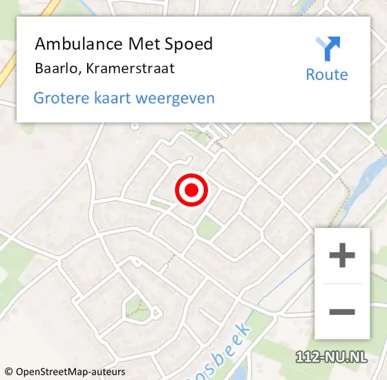 Locatie op kaart van de 112 melding: Ambulance Met Spoed Naar Baarlo, Kramerstraat op 22 november 2014 04:11