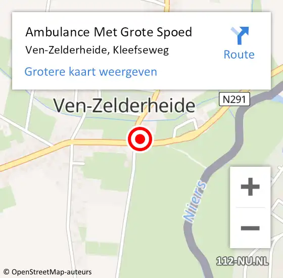 Locatie op kaart van de 112 melding: Ambulance Met Grote Spoed Naar Ven-Zelderheide, Kleefseweg op 22 november 2014 04:31