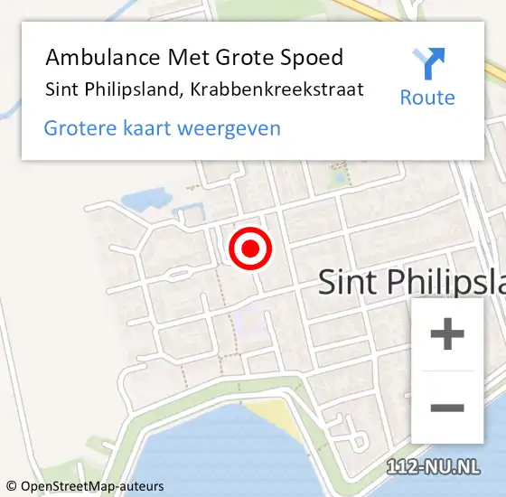 Locatie op kaart van de 112 melding: Ambulance Met Grote Spoed Naar Sint Philipsland, Krabbenkreekstraat op 21 oktober 2013 21:22