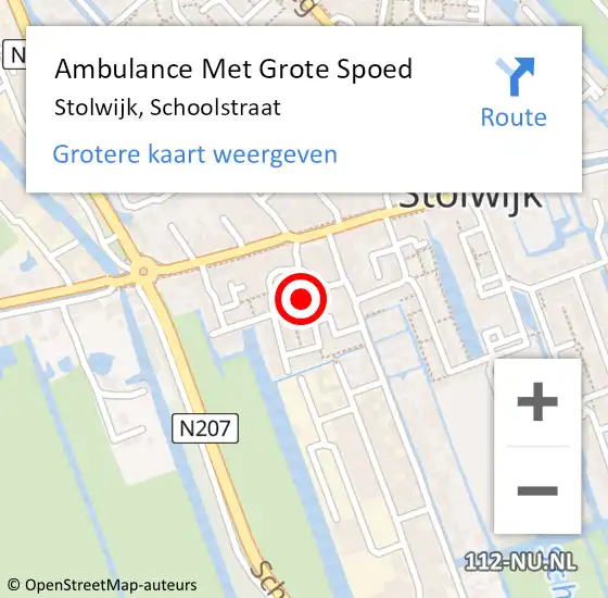 Locatie op kaart van de 112 melding: Ambulance Met Grote Spoed Naar Stolwijk, Schoolstraat op 22 november 2014 05:33