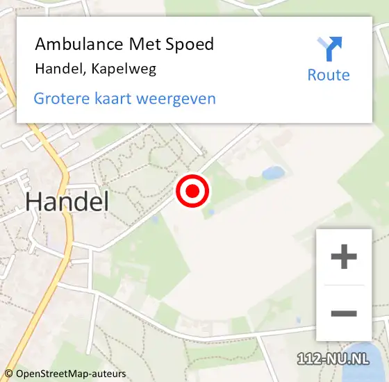 Locatie op kaart van de 112 melding: Ambulance Met Spoed Naar Handel, Kapelweg op 22 november 2014 05:51
