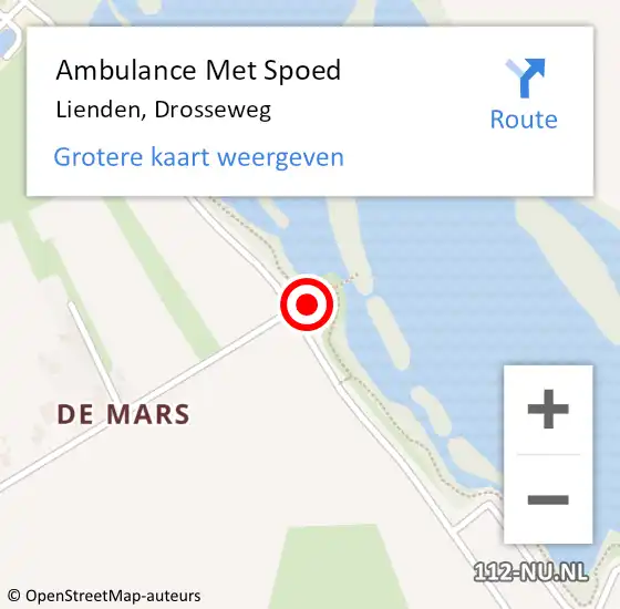 Locatie op kaart van de 112 melding: Ambulance Met Spoed Naar Lienden, Drosseweg op 22 november 2014 05:53