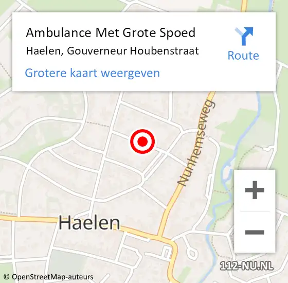Locatie op kaart van de 112 melding: Ambulance Met Grote Spoed Naar Haelen, Gouverneur Houbenstraat op 22 november 2014 07:34