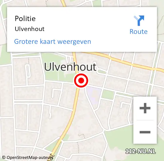 Locatie op kaart van de 112 melding: Politie Ulvenhout op 22 november 2014 08:27