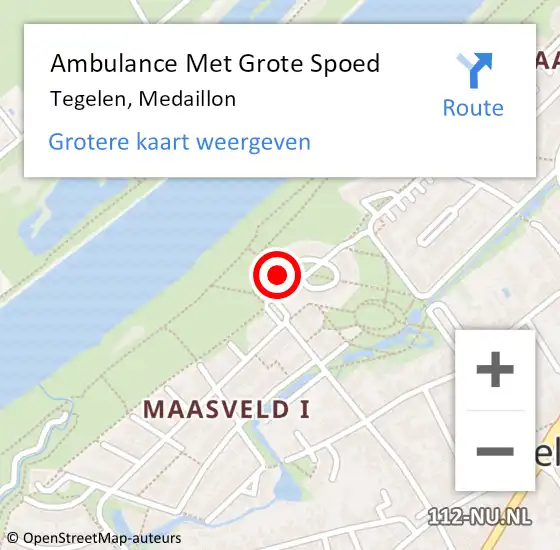 Locatie op kaart van de 112 melding: Ambulance Met Grote Spoed Naar Tegelen, Medaillon op 22 november 2014 08:42