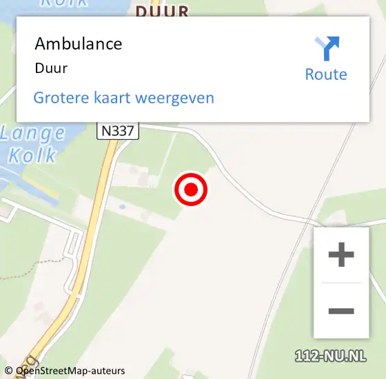 Locatie op kaart van de 112 melding: Ambulance Duur op 22 november 2014 08:51