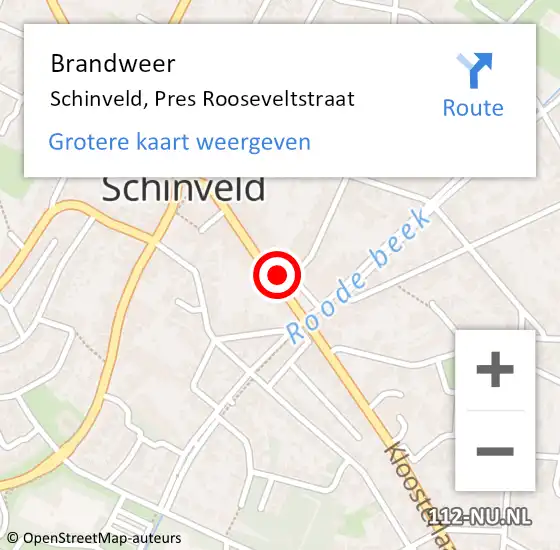 Locatie op kaart van de 112 melding: Brandweer Schinveld, Pres Rooseveltstraat op 22 november 2014 09:18