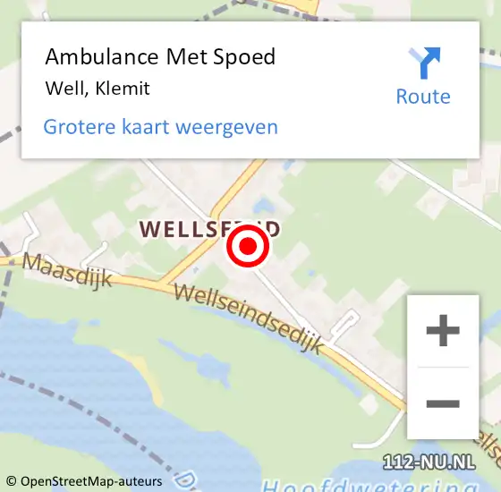 Locatie op kaart van de 112 melding: Ambulance Met Spoed Naar Well, Klemit op 22 november 2014 09:19