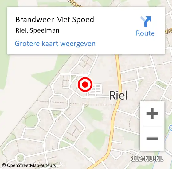 Locatie op kaart van de 112 melding: Brandweer Met Spoed Naar Riel, Speelman op 22 november 2014 10:10