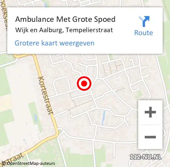 Locatie op kaart van de 112 melding: Ambulance Met Grote Spoed Naar Wijk en Aalburg, Tempelierstraat op 22 november 2014 10:16