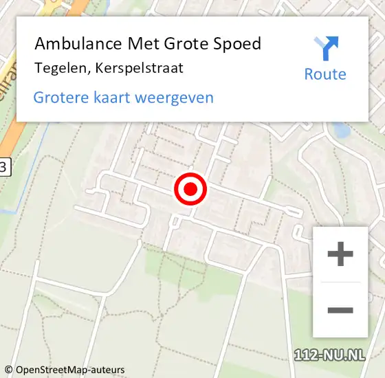 Locatie op kaart van de 112 melding: Ambulance Met Grote Spoed Naar Tegelen, Kerspelstraat op 22 november 2014 10:20