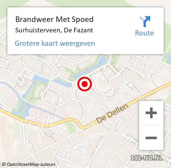 Locatie op kaart van de 112 melding: Brandweer Met Spoed Naar Surhuisterveen, De Fazant op 22 november 2014 10:37