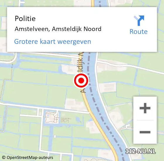 Locatie op kaart van de 112 melding: Politie Amstelveen, Amsteldijk Noord op 22 november 2014 11:43