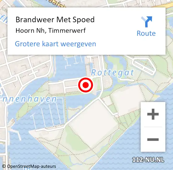 Locatie op kaart van de 112 melding: Brandweer Met Spoed Naar Hoorn Nh, Timmerwerf op 22 november 2014 11:44