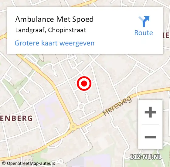 Locatie op kaart van de 112 melding: Ambulance Met Spoed Naar Landgraaf, Chopinstraat op 22 november 2014 11:47