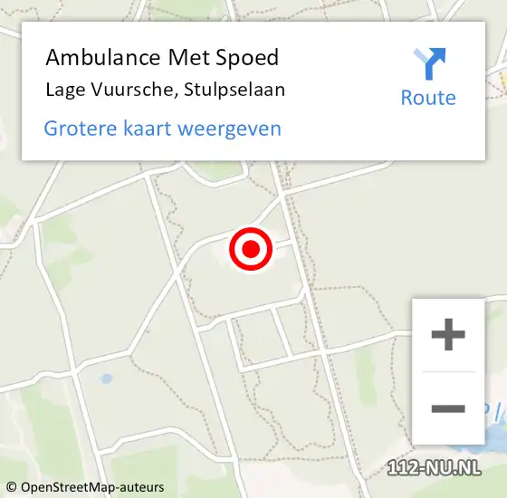 Locatie op kaart van de 112 melding: Ambulance Met Spoed Naar Lage Vuursche, Stulpselaan op 22 november 2014 12:00