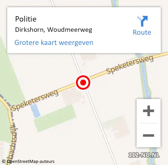 Locatie op kaart van de 112 melding: Politie Dirkshorn, Woudmeerweg op 22 november 2014 12:17