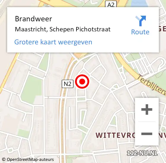 Locatie op kaart van de 112 melding: Brandweer Maastricht, Schepen Pichotstraat op 21 oktober 2013 22:19