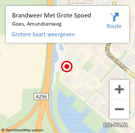 Locatie op kaart van de 112 melding: Brandweer Met Grote Spoed Naar Goes, Amundsenweg op 22 november 2014 12:54