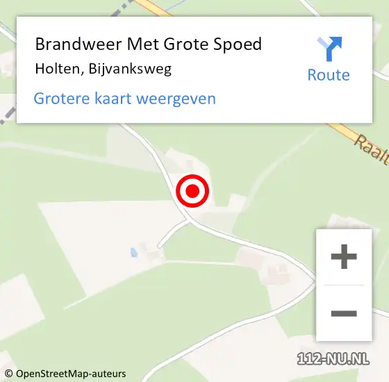 Locatie op kaart van de 112 melding: Brandweer Met Grote Spoed Naar Holten, Bijvanksweg op 22 november 2014 13:00