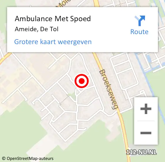 Locatie op kaart van de 112 melding: Ambulance Met Spoed Naar Ameide, De Tol op 22 november 2014 13:18