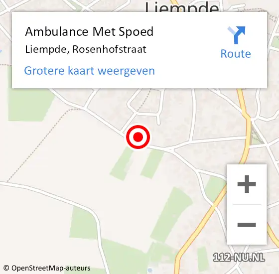 Locatie op kaart van de 112 melding: Ambulance Met Spoed Naar Liempde, Rosenhofstraat op 22 november 2014 13:34