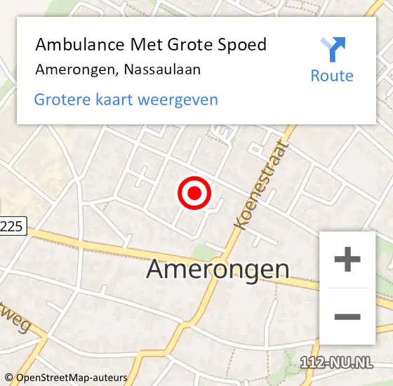 Locatie op kaart van de 112 melding: Ambulance Met Grote Spoed Naar Amerongen, Nassaulaan op 22 november 2014 13:41