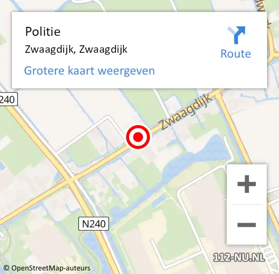 Locatie op kaart van de 112 melding: Politie Zwaagdijk, Zwaagdijk op 22 november 2014 13:44