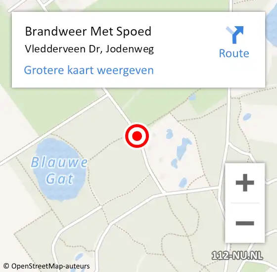 Locatie op kaart van de 112 melding: Brandweer Met Spoed Naar Vledderveen Dr, Jodenweg op 22 november 2014 14:49