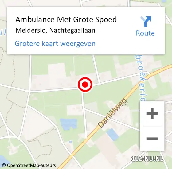 Locatie op kaart van de 112 melding: Ambulance Met Grote Spoed Naar Melderslo, Nachtegaallaan op 22 november 2014 15:08